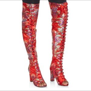 Open toe over knee boots